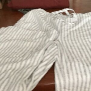 Banana Republic Gray Striped Wide Leg Jumpsuit